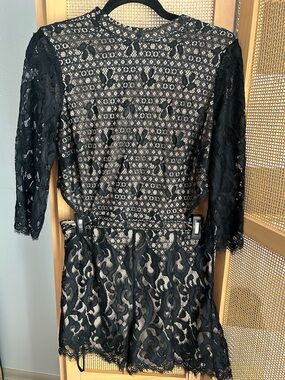 Black Lace Long Sleeve Women's Dress by